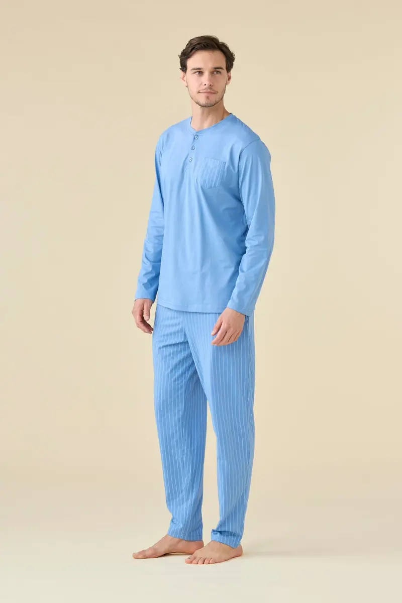 Noi di Notte Pigiama Serafino Uomo Cotone M/L P/L FC3227