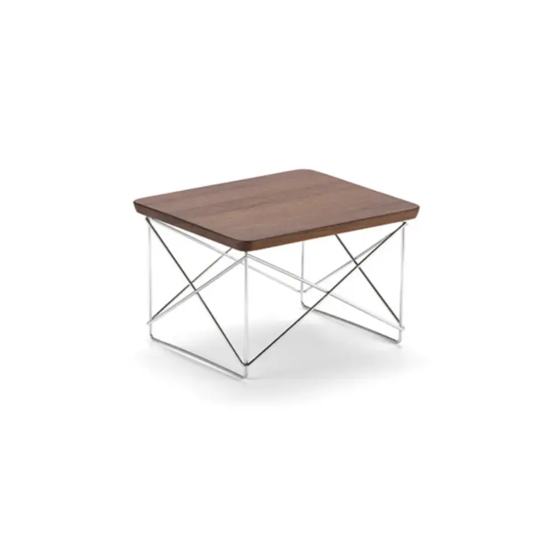 Occasional Table LTR top in noce americano massello e basamento cromato