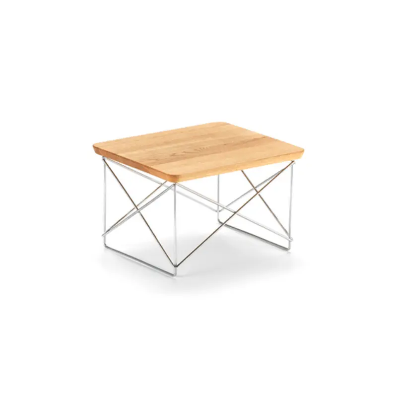 Occasional Table LTR top in rovere massello naturale e basamento cromato