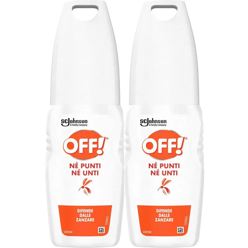 OFF! Repellente Antizanzare Lozione Bipacco 2x100ml Formula Idratante Non Unta Né Punti Né Unti Scudo Protettivo per Famiglia Avella Magazzini