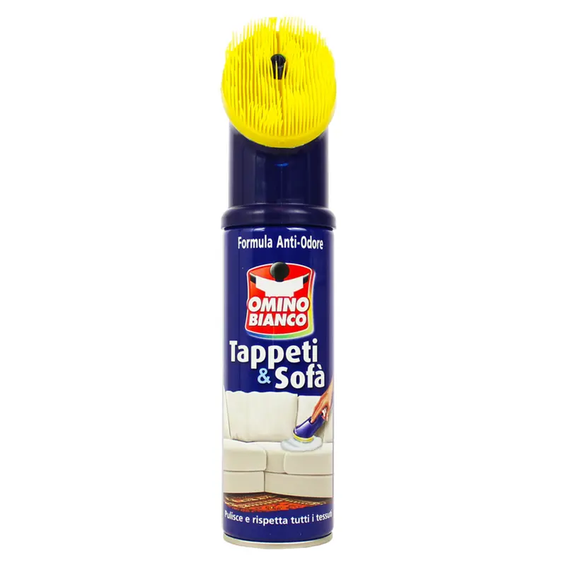 Omino Bianco Tappeti & Sofà 300 ml | Schiuma Detergente Anti-Odore | Elimina Sporco e Odori di Fumo, Cibo e Animali Domestici | Con Spazzola Integrata