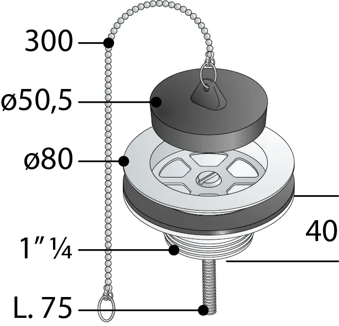 Omp Tea piletta universale in PP per lavello con foro ø60 234.625.5