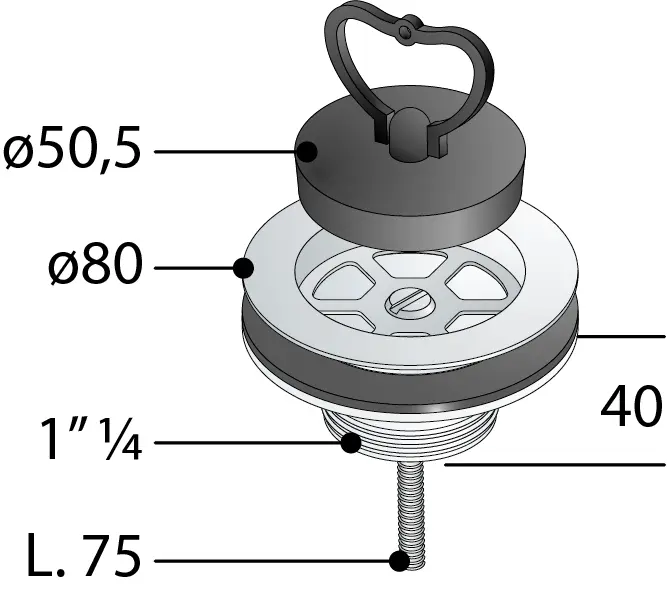 Omp Tea piletta universale in PP per lavello con foro ø60 234.635.5