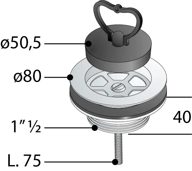 Omp Tea piletta universale in PP per lavello con foro ø60 234.635.6