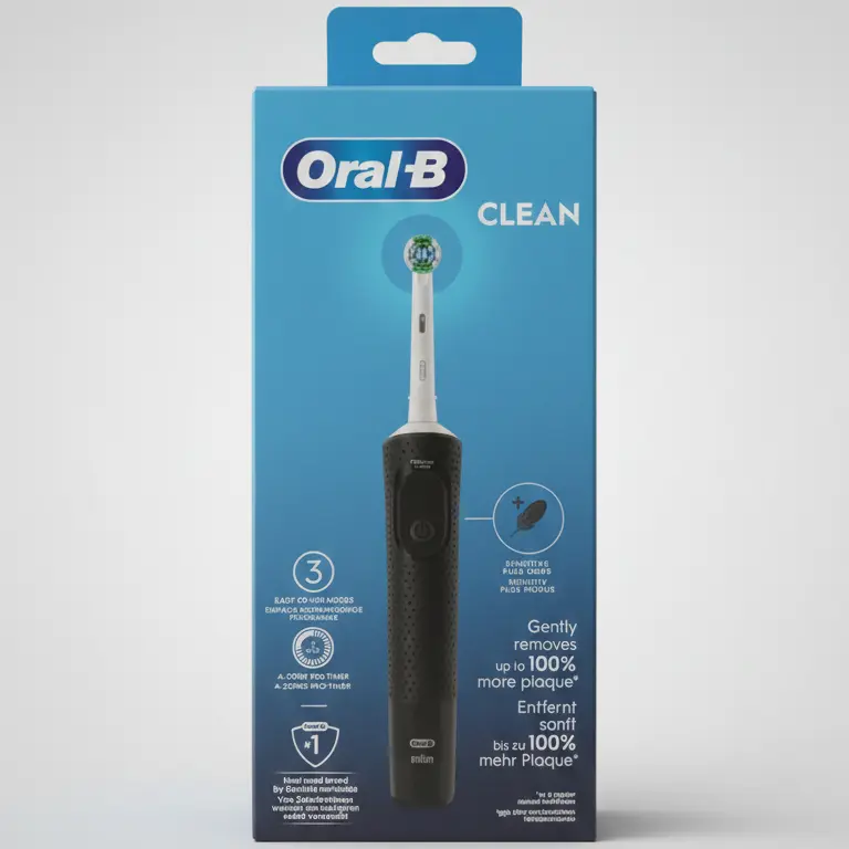 Oral-B Spazzolino Elettrico Ricaricabile CLEAN Nero | Rimuove fino al 100% di Placca | 3 Modalità di Pulizia | Timer Professionale 4 Zone