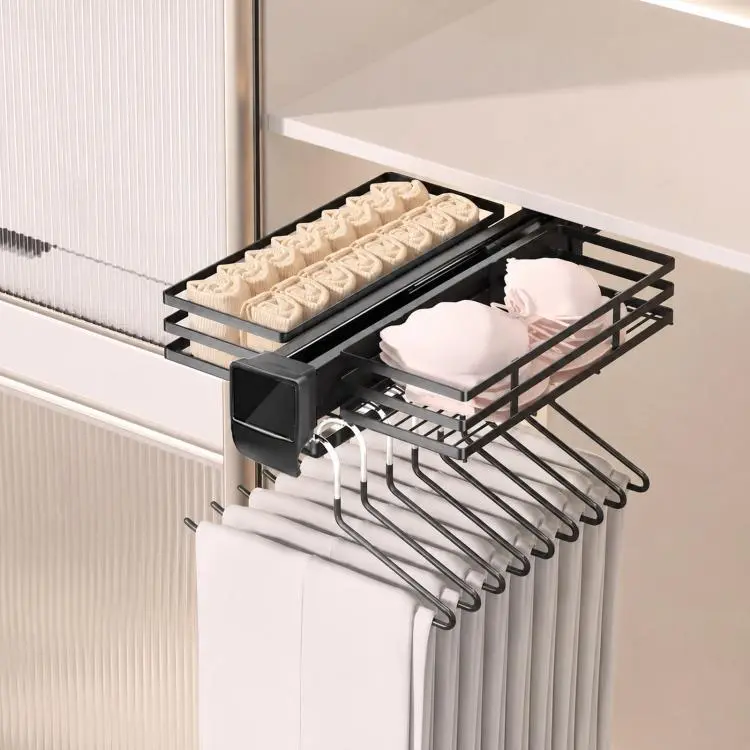 Organizer estraibile per pantaloni nell'armadio, cestino portaoggetti estraibile per armadio, 41cm, 46cm, 51cm, 56cm, Cushioned 41cm, Cushioned 46cm, Cushioned 51cm, Cushioned 56cm