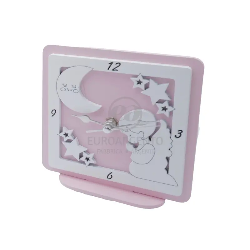Orologio da tavolo con angioletto 12x12 (rosa)
