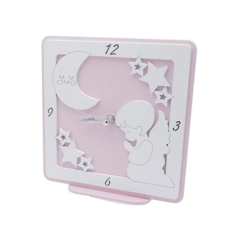 Orologio da tavolo con angioletto 17x17 (rosa)