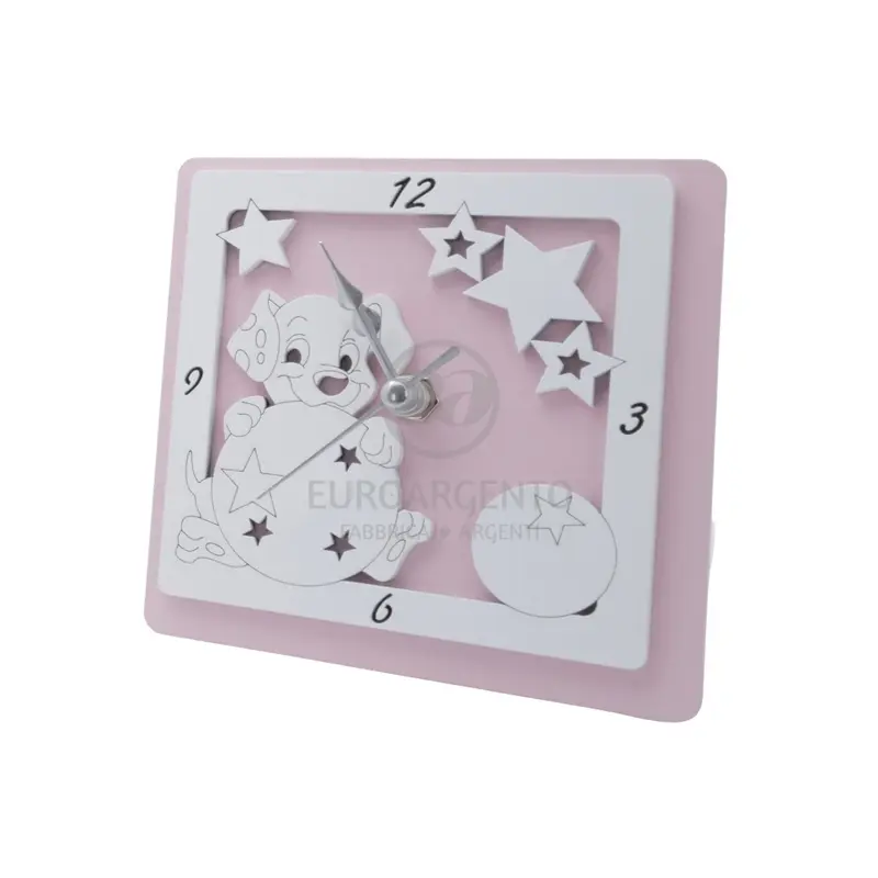 Orologio da tavolo con cagnolino 12x12 (rosa)
