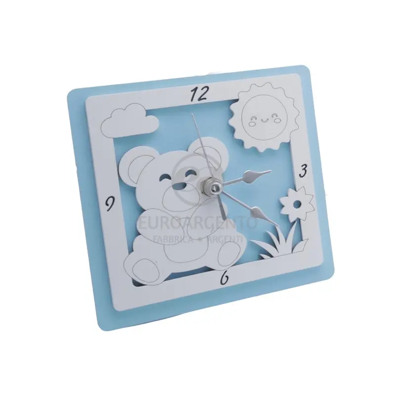 Orologio da tavolo con orsetto 12x12 (azzurro)
