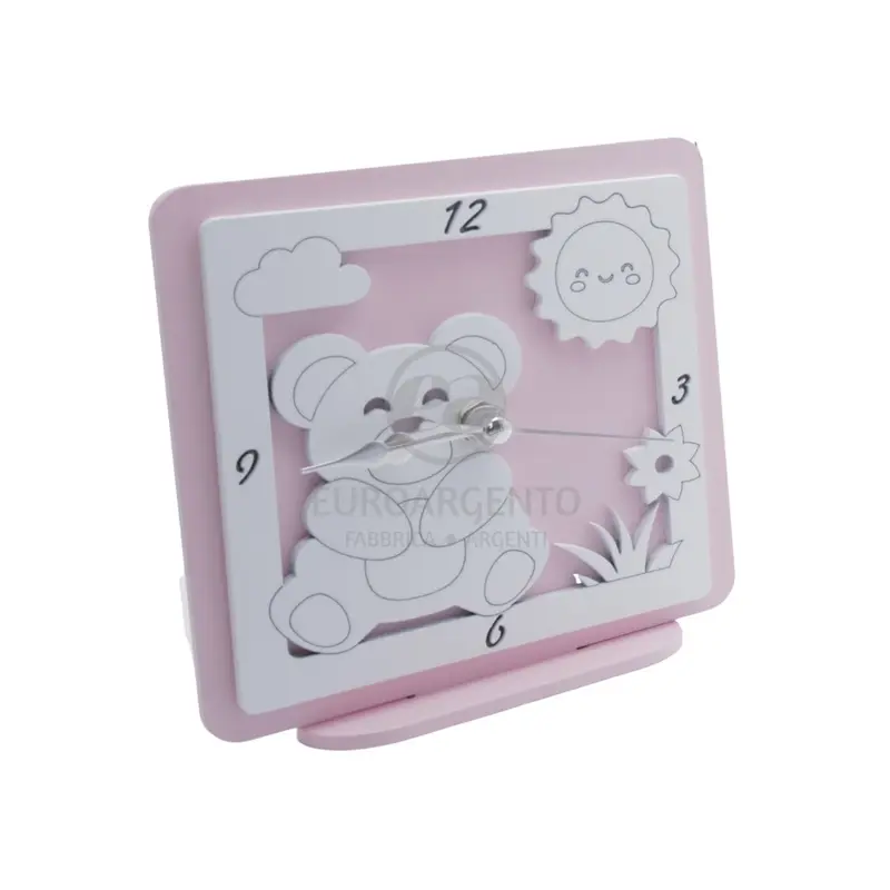 Orologio da tavolo con orsetto 12x12 (rosa)
