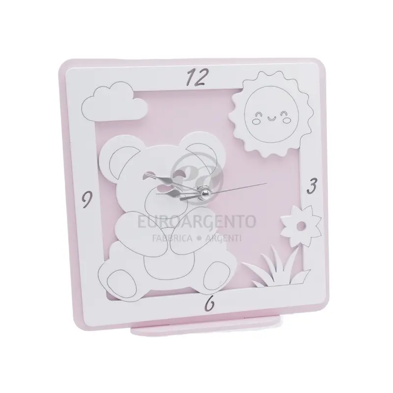 Orologio da tavolo con orsetto 17x17 (rosa)