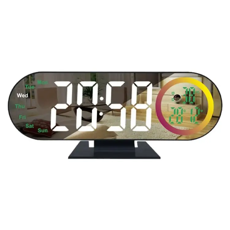 Orologio digitale da tavolo DS-3827LW con display a LED colorato e specchio elettronico.