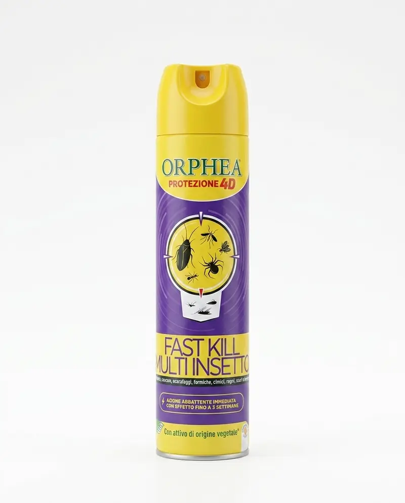Orphea Protezione 4D Fast Kill Multi Insetto 400ml Insetticida Acaricida con Piretro e Permetrina – Azione Abbattente e Residua 3 Settimane