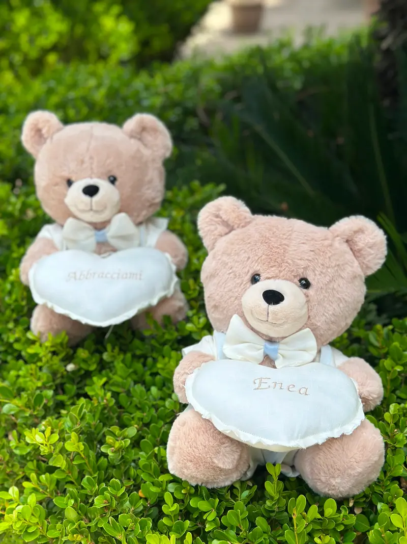 Orsetto artigianale personalizzabile – 30 cm – Fatto a mano con accessori su misura