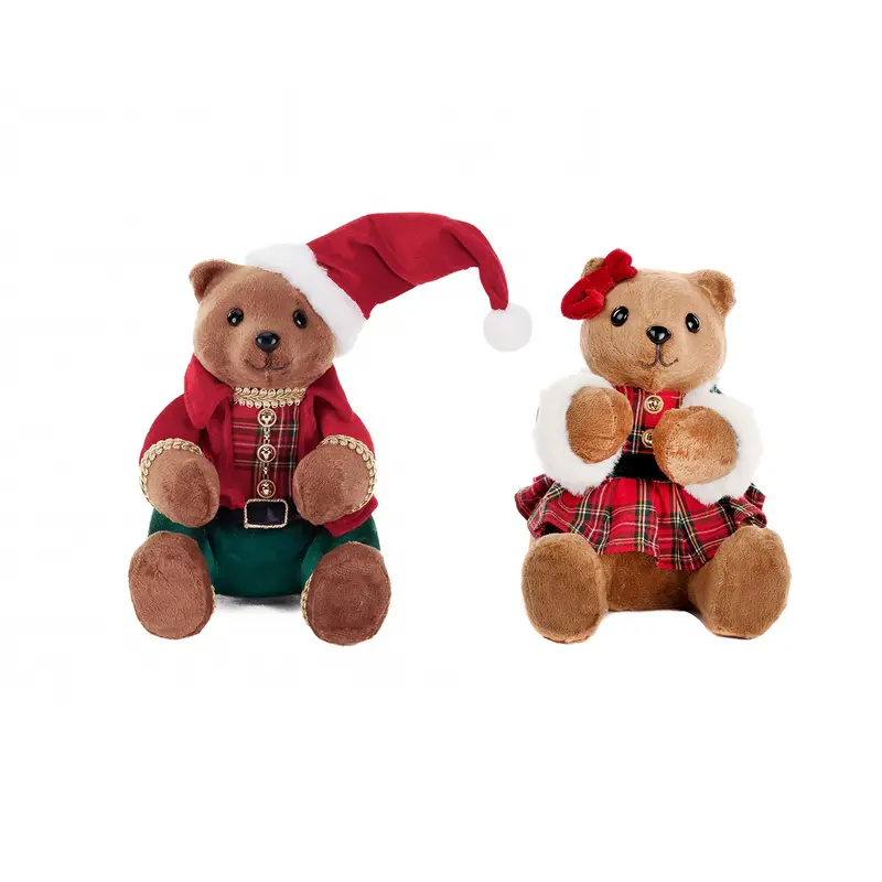 Orsetto Natalizio Seduto in Tessuto Tartan – Goodwill, 21cm