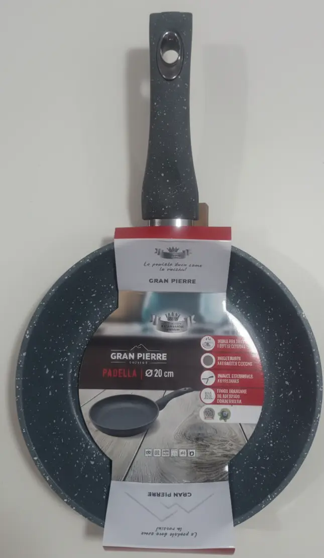 Padella Gran Pierre Stone Antiaderente | Fondo Induzione Universale | Rivestimento Effetto Pietra Antigraffio | Misure 20-24-28-32 cm