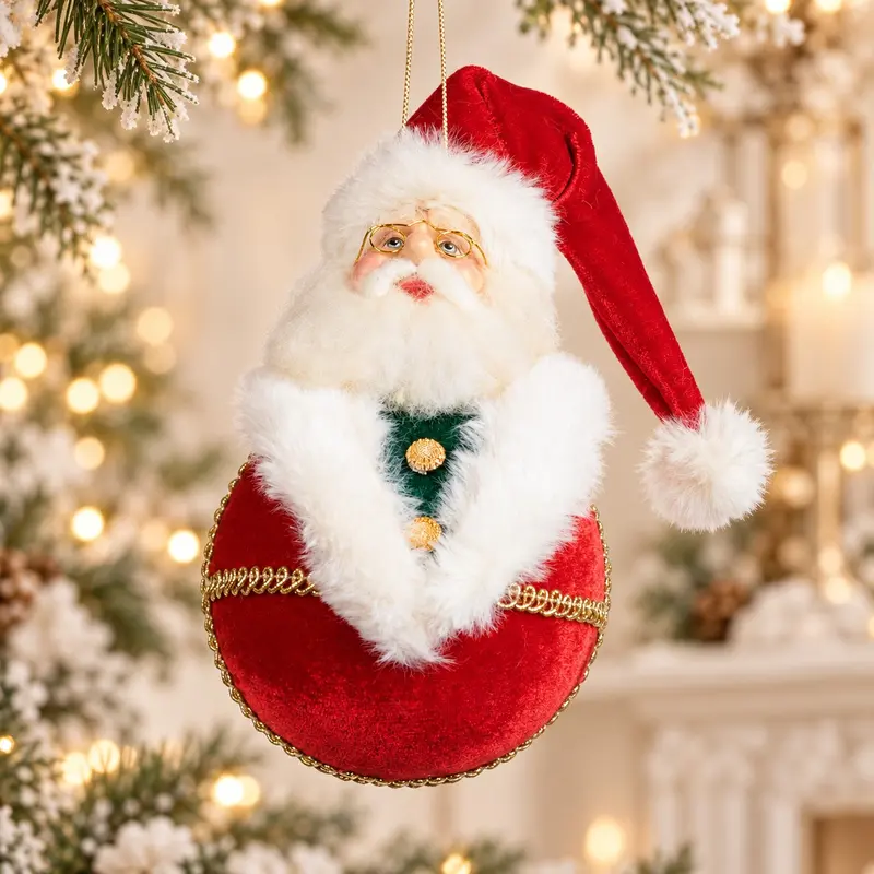Palla di Natale Babbo Natale in Velluto Rosso – Goodwill, Ø 20cm