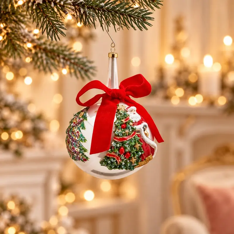 Palla di Natale Collo Lungo con Babbo Natale - EDG Enzo De Gasperi