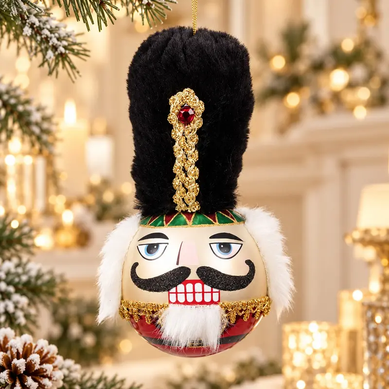 Palla di Natale in Vetro con Testa di Schiaccianoci – Goodwill, 20cm