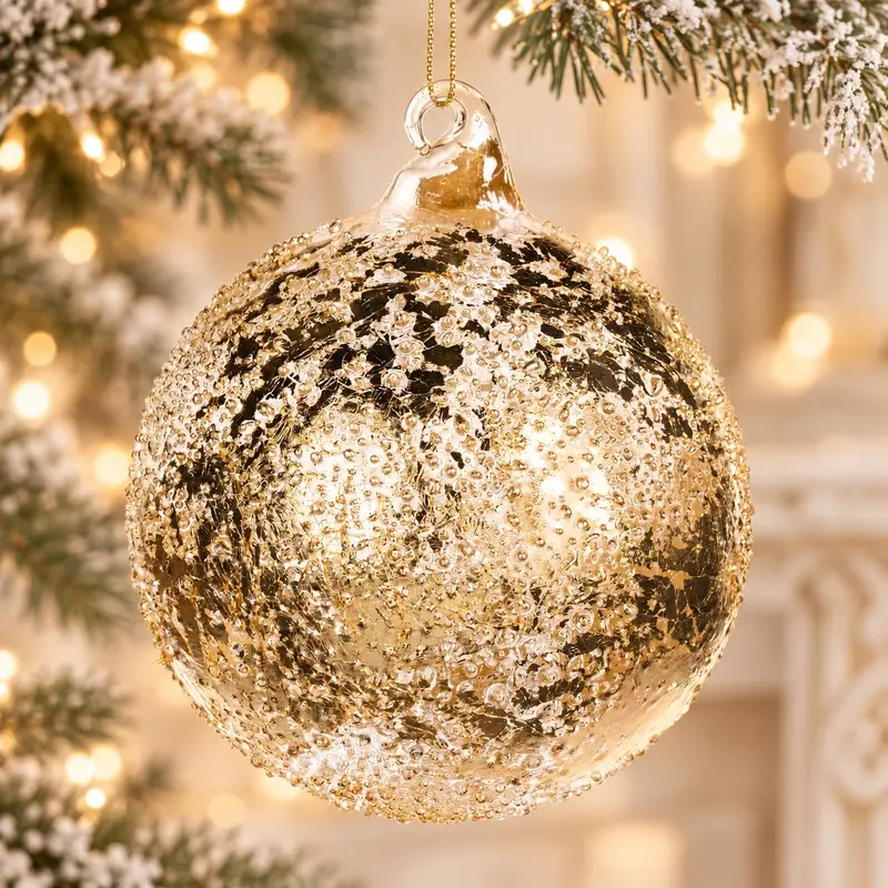 Palla di Natale in Vetro Crush Ball Oro e Trasparente – Goodwill, Ø 10cm