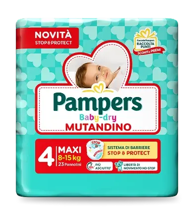 Pampers Baby-Dry Mutandino – Pannolini a Mutandina con Fascia Elastica 360° e Barriere Stop & Protect – Asciutto Giorno e Notte – Varie Taglie