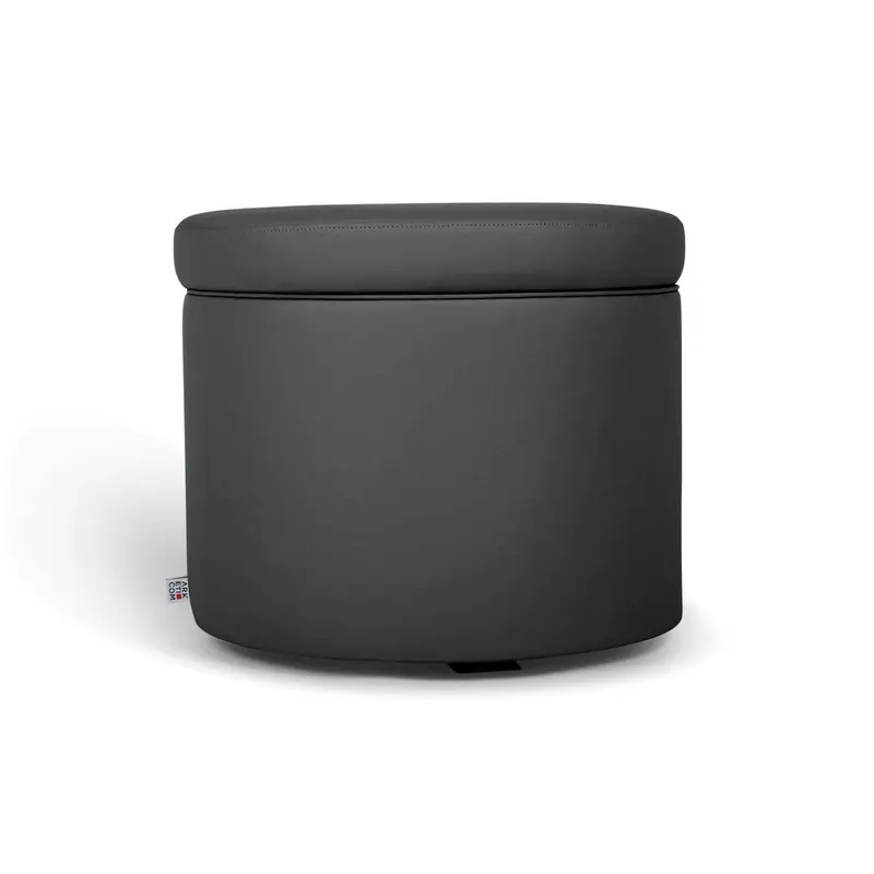 PANDORA 50 ROUND ECO, Pouf Contenitore Ecopelle Rotondo 50 h42