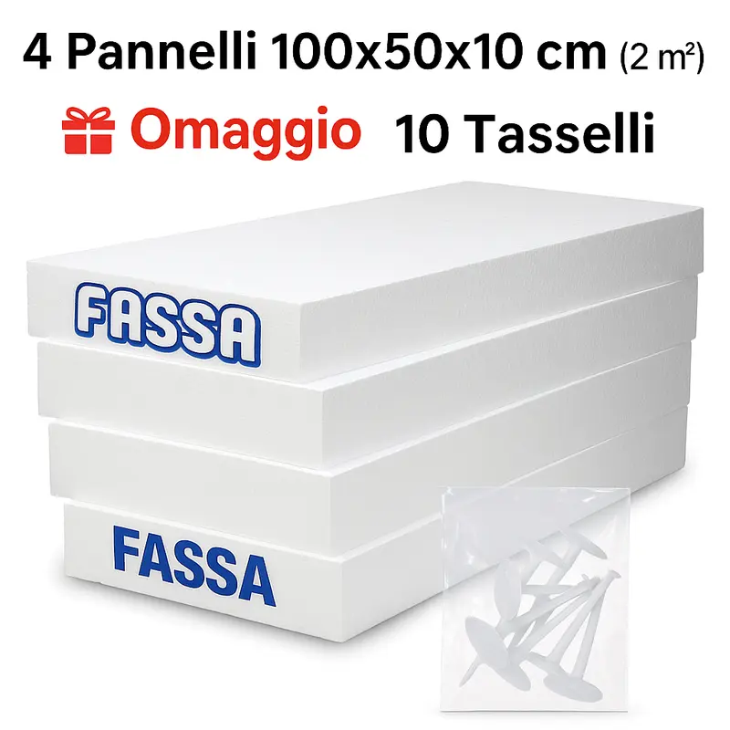 Pannelli EPS Fassa Cappotto Termico 100x50x10 cm – 4 Pezzi