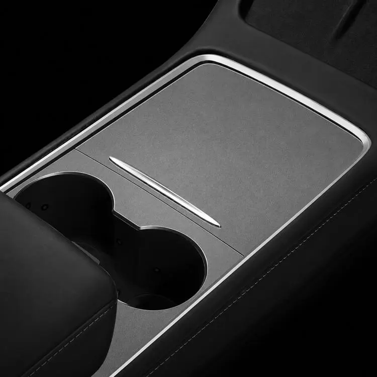 Pannello di controllo centrale in pelle scamosciata con adesivo antistatico, For Tesla Model Y / 3 Grey