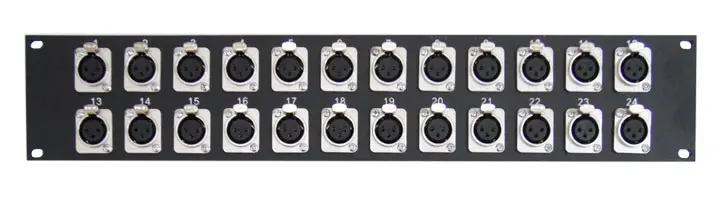 Pannello rack 24 XLR femmina nero