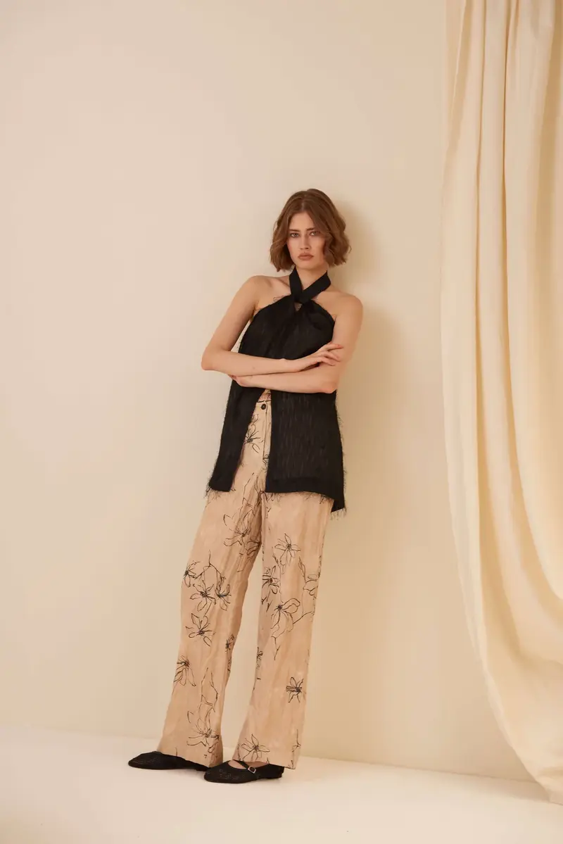 Pantalone effetto stropicciato in viscosa