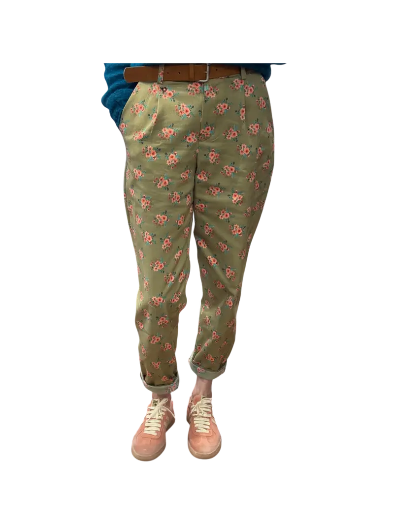 Pantalone in cotone a fiori