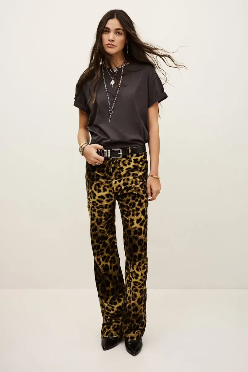 Pantalone in velluto animalier