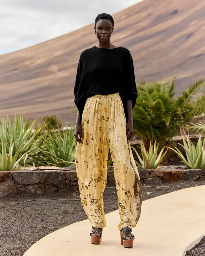 Pantaloni in seta dorati Mes Demoiselles