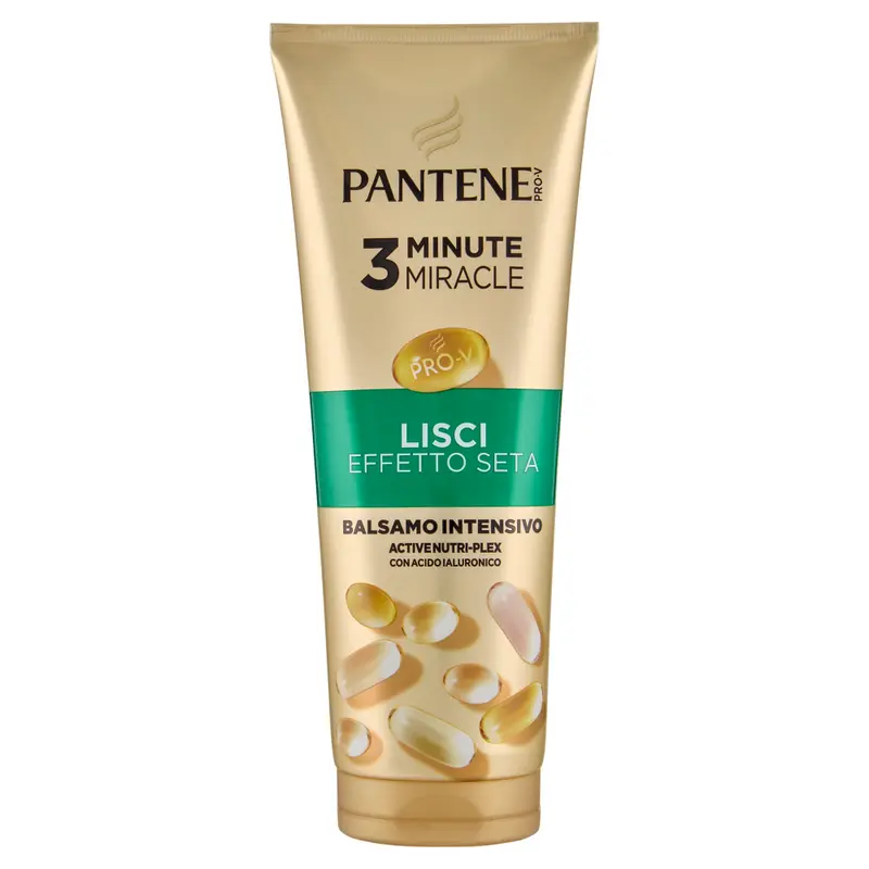 Pantene Pro-V 3 Minute Miracle Balsamo Intensivo | Lisci Effetto Seta 220ml | Trattamento Anti-Crespo con Acido Ialuronico e Active Nutri-Plex