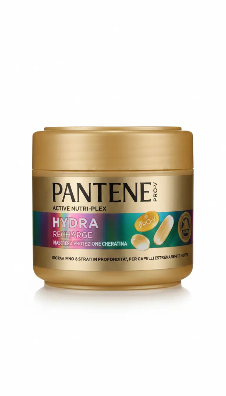 Pantene Pro-V Hydra Recharge Maschera Protezione Cheratina | 300ml | Trattamento Intensivo Capelli Estremamente Secchi | Idratazione Fino a 8 Strati in Profondità