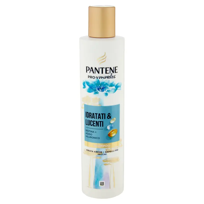 Pantene Pro-V Miracles Shampoo Idratati & Lucenti 250 ml | Con Acido Ialuronico e Biotina | Idratazione Profonda per Capelli Secchi