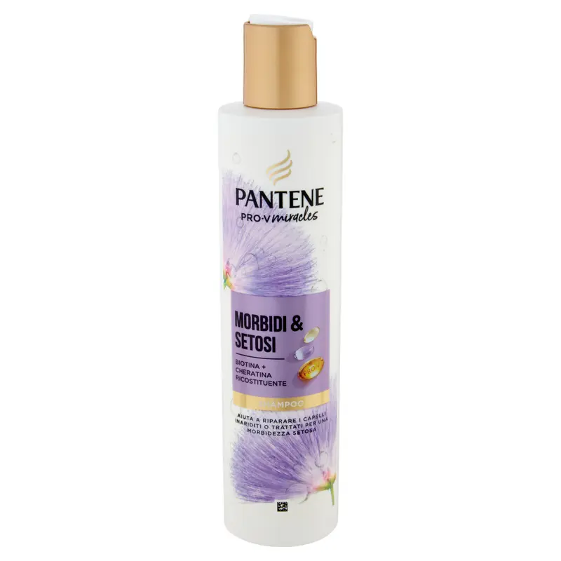 Pantene Pro-V Miracles Shampoo Morbidi & Setosi | Con Cheratina e Biotina | Per Capelli Aridi e Danneggiati | 250 ml