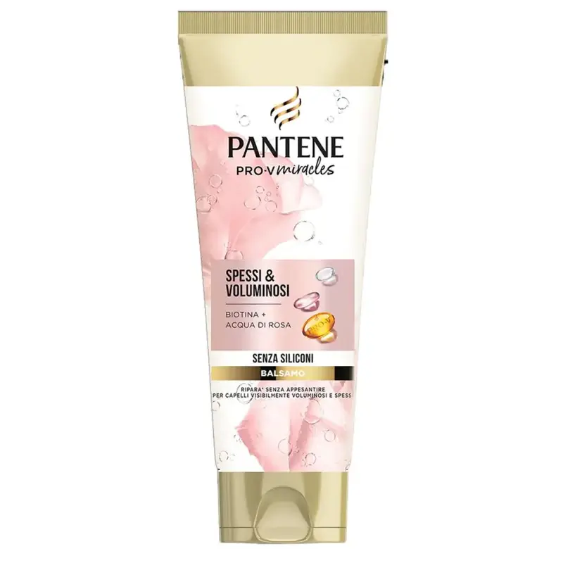 Pantene Pro-V Miracles Spessi & Voluminosi Balsamo (200ml) | Senza Silicone | Con Biotina & Acqua di Rose | Rinforza Capelli Deboli & Dona Volume/Spessore
