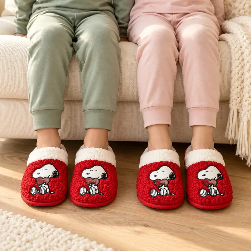 Pantofole bambino e bambina Peanuts Love Snoopy rosse – Art. 69189