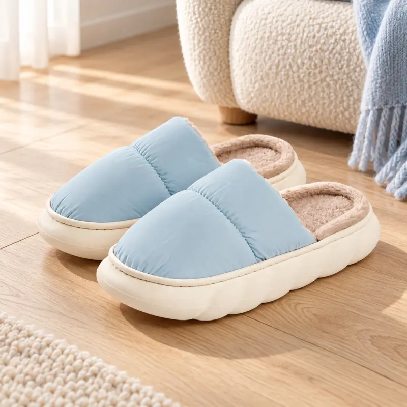 Pantofole Donna Admas 69026 Azzurra con Suola Platform 4 cm e Interno Sherpa