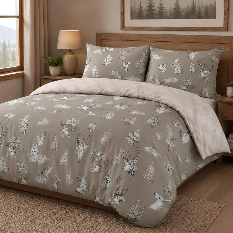 Parure Copripiumino Matrimoniale Zambaiti Deer in Cotone 250x200 cm