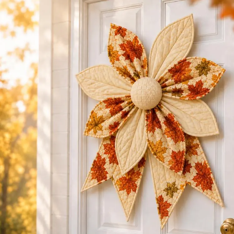 Patchwork Quilted Bow Sewing DIY Kit, Maple Leaves, Spring Flowers, Halloween, Summer Lemon, Winter Snowflakes, Christmas, Red Sparrow