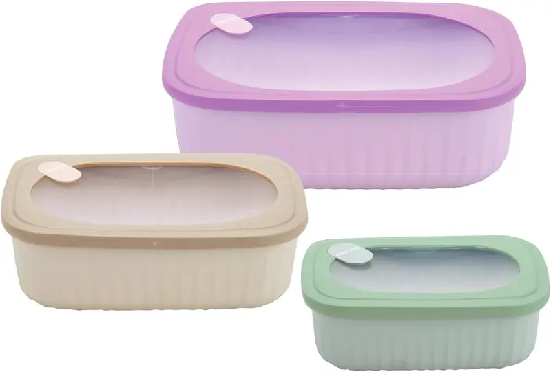 Pedrini Lillo Fresh Set 3 Contenitori Ermetici Rettangolari | BPA Free | Capacità 380ml, 850ml, 1,6L | Per Microonde e Freezer