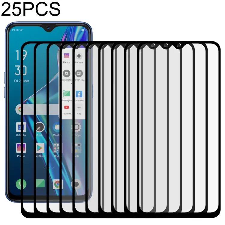 Pellicola vetro temperato schermo intero con colla per OPPO 25 pezzi