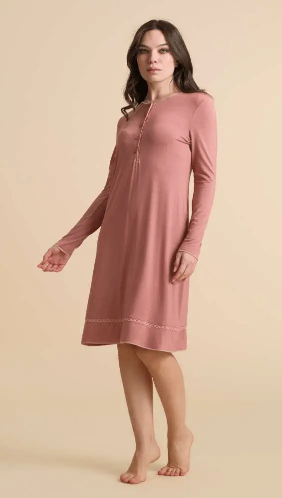 Pepita Camicia Notte Serafino in Viscosa e Pizzo 5140