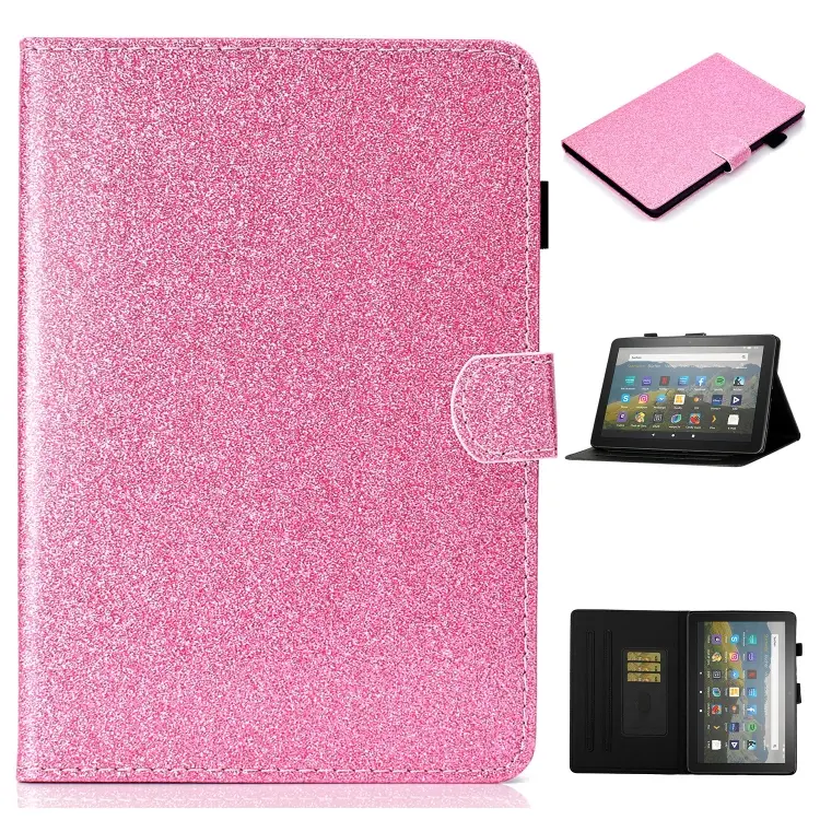 Per Amazon Fire HD 10 (2021) Custodia in pelle con flip orizzontale in polvere glitterata con slot per schede e supporto e funzione Sleep / Wake-up, For Amazon Fire HD 10 (2021)