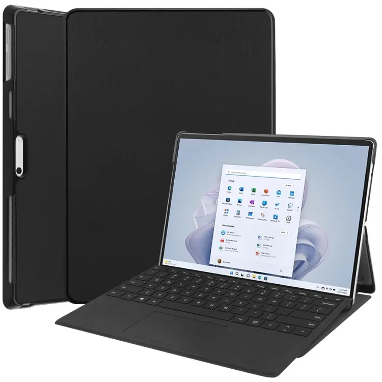 Per Microsoft Surface Pro 9 JUNSUNMAY Custer Custodia per tablet in pelle con supporto a 3 pieghe in tinta unita