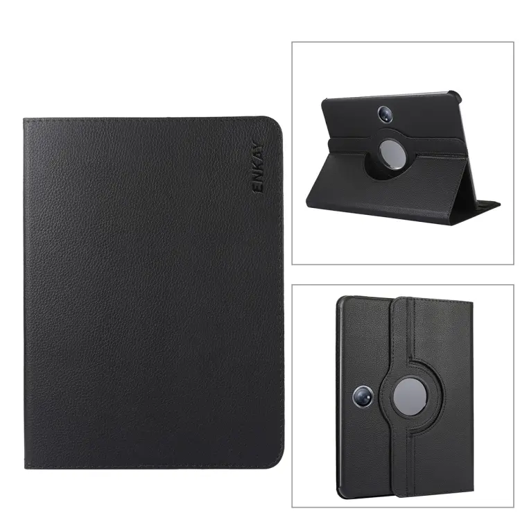 Per OnePlus Pad / OPPO Pad 2 ENKAY Custodia per tablet in pelle con supporto per rotazione a 360 gradi Litchi, For OnePlus Pad / OPPO Pad 2