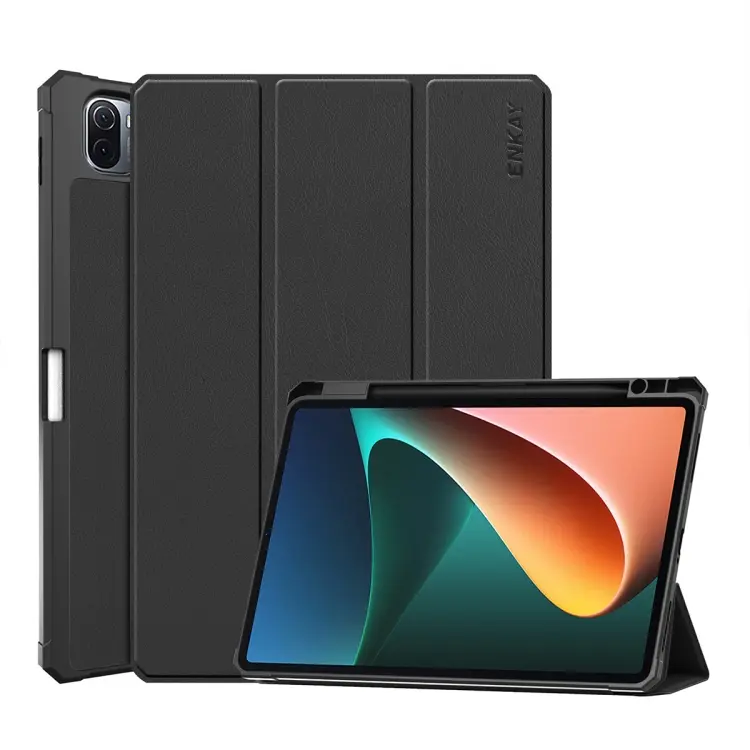 Per Xiaomi Mi Pad 5/5 Pro ENKAY Custer Texture Flip orizzontale Custodia in pelle PU + TPU con supporto a tre pieghe e funzione Sleep / Wake-up e portapenne, For Xiaomi Mi Pad 5 / 5 Pro